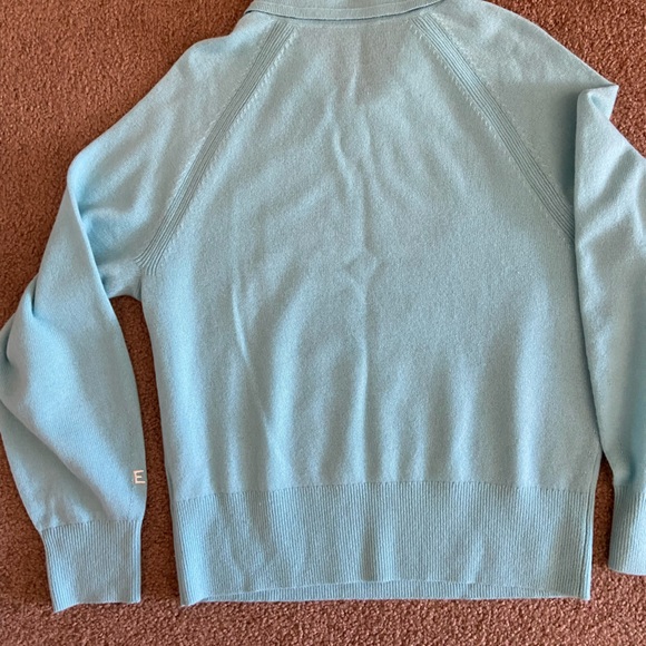 :::Everlane Tiffany Blue :: 100% Cashmere Sweater with Collar::: - Picture 2 of 8
